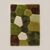 Handmade Green & Brown Wool Rug: Modern Geometric Tufted Carpet