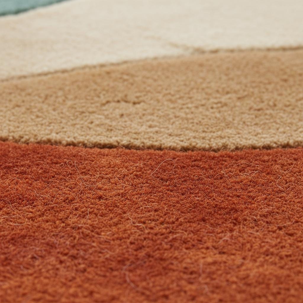 Hand-Tufted Wool Area Rug: Geometric Abstract Design, Mid-Century Modern