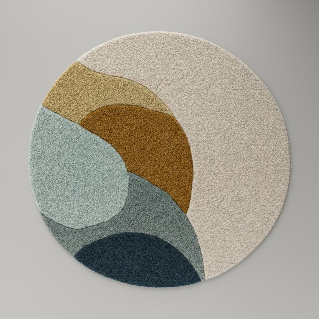 Handmade Round Wool Rug: Earth Tone Abstract, Modern Accent Decor