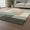 Handmade Wool Area Rug: Modern Geometric Color Block, 5x8 ft