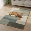 Handmade Wool Area Rug: Modern Geometric Color Block, 5x8 ft