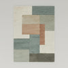 Handmade Wool Area Rug: Modern Geometric Color Block, 5x8 ft
