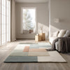 Handmade Wool Area Rug: Modern Geometric Color Block, 5x8 ft