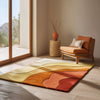 Hand-Tufted Wool Area Rug: Earth Tone Gradient, Wavy Design - 6x9 ft