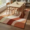 Handmade Tufted Wool Rug: Retro Wavy Design, Earth Tones, 6x9 ft