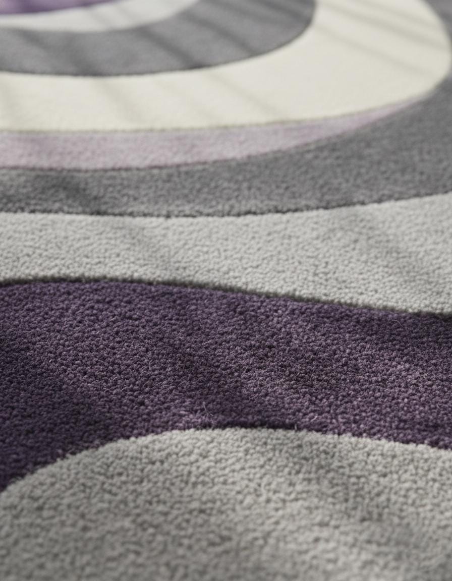 Handmade Purple Wave Rug: Modern Abstract 3D Wool Carpet