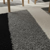 Modern Geometric Wool Rug: Black, White, Grey Abstract Design (6x9 ft)