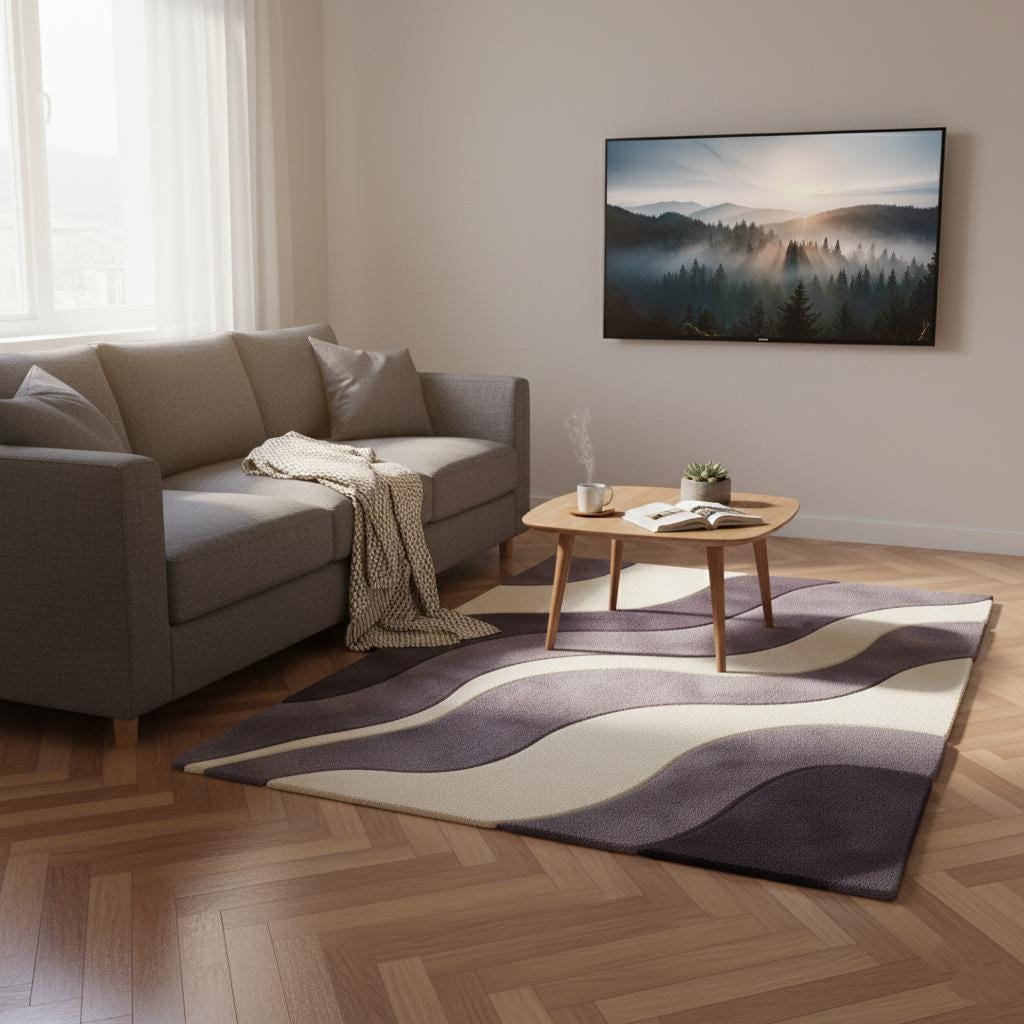 Modern Beige Plush Rug: Neutral Boho Living Room Carpet (5x8 feet)