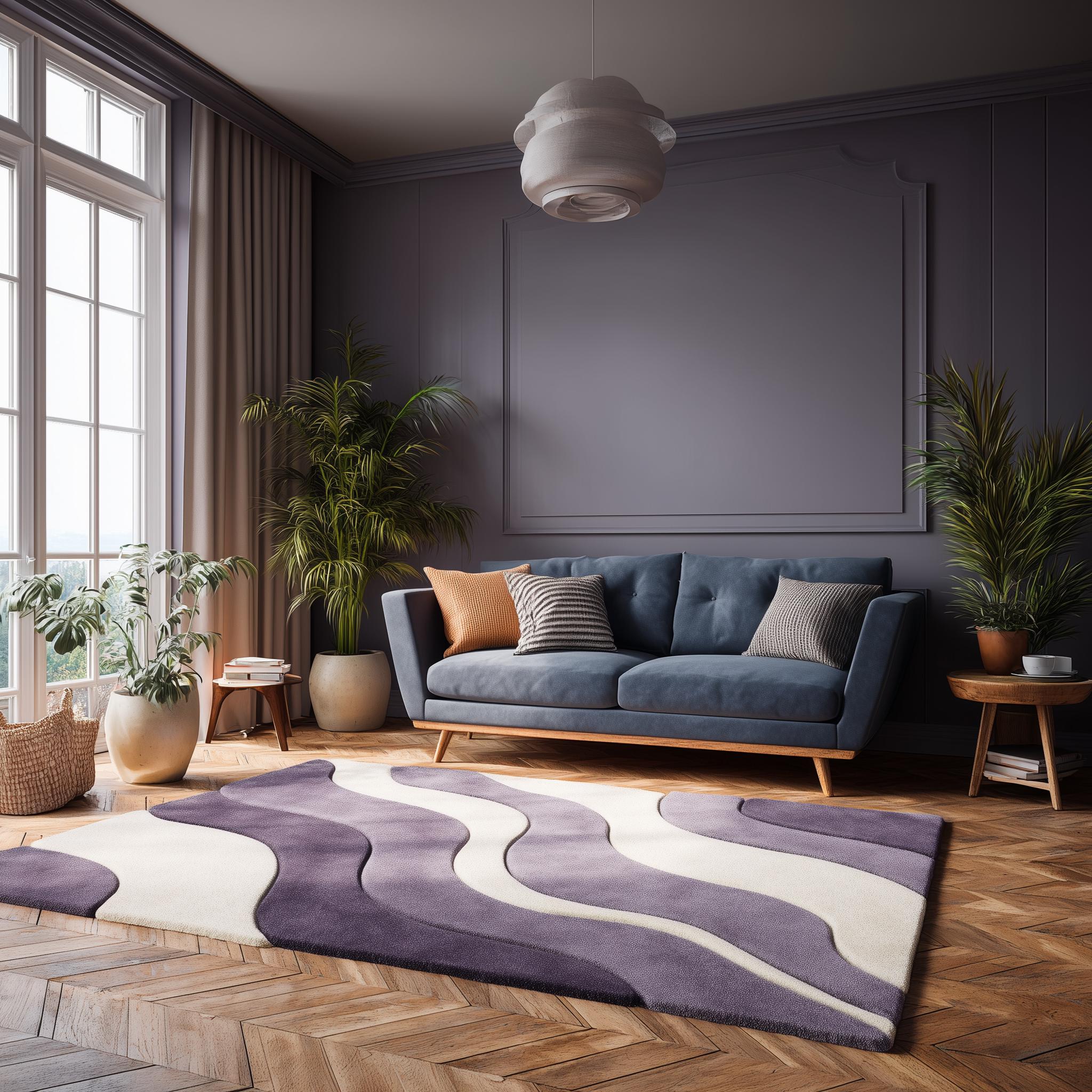 Modern Beige Plush Rug: Neutral Boho Living Room Carpet (5x8 feet)