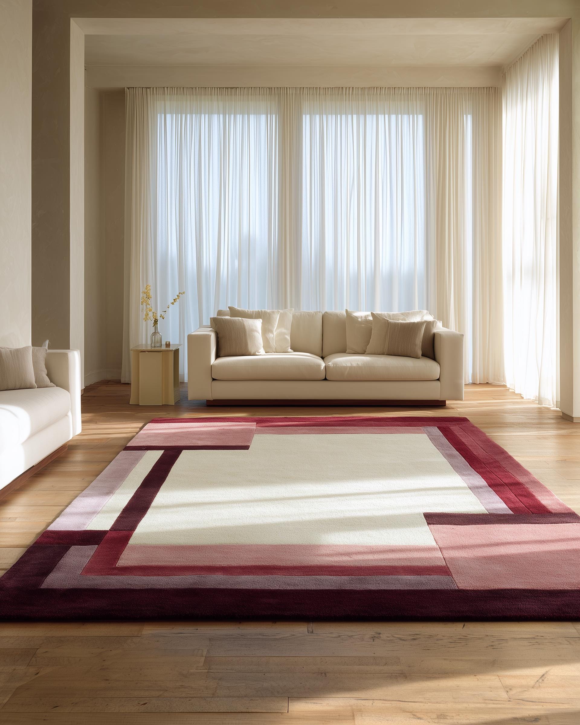 Handmade Wool Area Rug: Neutral Beige Boho Floor Decor (9x12 ft)