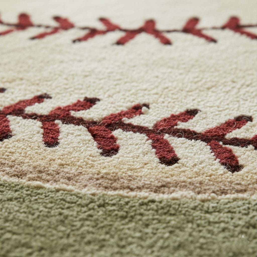 Handmade Wool Baseball Rug: Sports Nursery Decor, 8x10