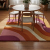 Handmade Tufted Wool Area Rug: Retro 70s Wavy Design