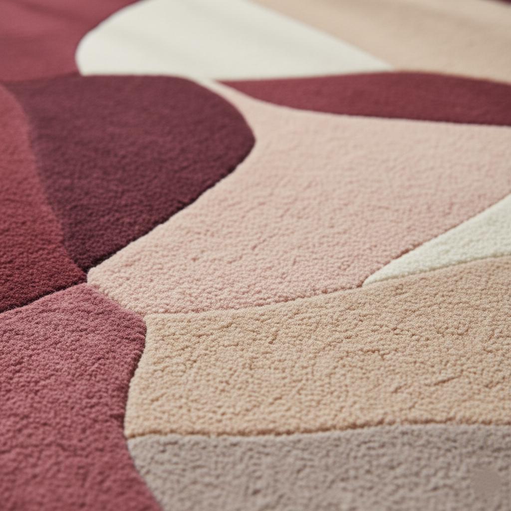 Handmade Wool Area Rug: Modern Abstract Burgundy Pink Geometric Carpet