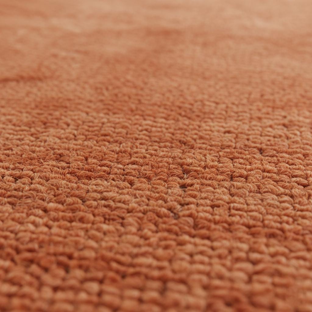 Handmade Burnt Orange Wool Area Rug: Modern Minimalist Design, 6x9 ft