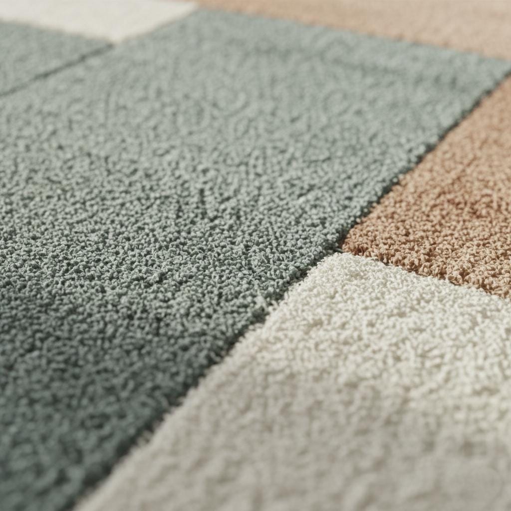 Handmade Wool Area Rug: Modern Geometric Color Block, 5x8 ft