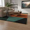 Handmade Wool Area Rug: Geometric Color Block, Mid-Century Modern