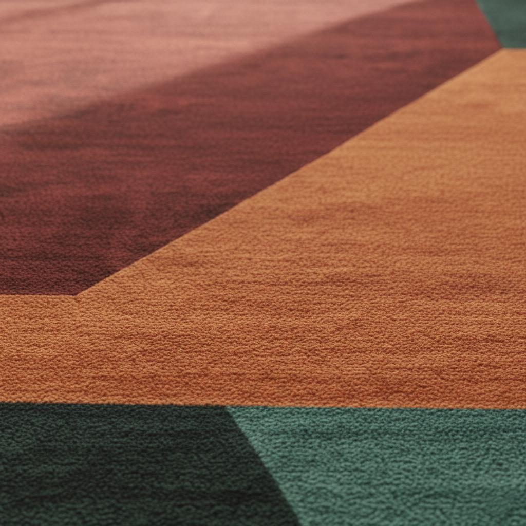 Handmade Wool Area Rug: Geometric Color Block, Mid-Century Modern