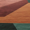 Handmade Wool Area Rug: Geometric Color Block, Mid-Century Modern