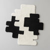 Handmade Tufted Wool Rug: Abstract Pixel Black and White Accent Carpet