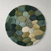 Handmade Wool Pebble Rug: Modern Green Earth Tone Carpet