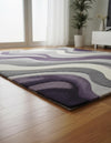 Handmade Purple Wave Rug: Modern Abstract 3D Wool Carpet