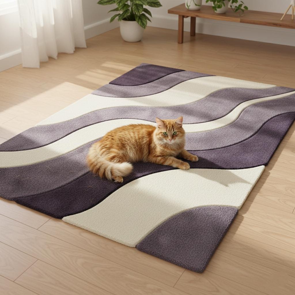 Modern Beige Plush Rug: Neutral Boho Living Room Carpet (5x8 feet)