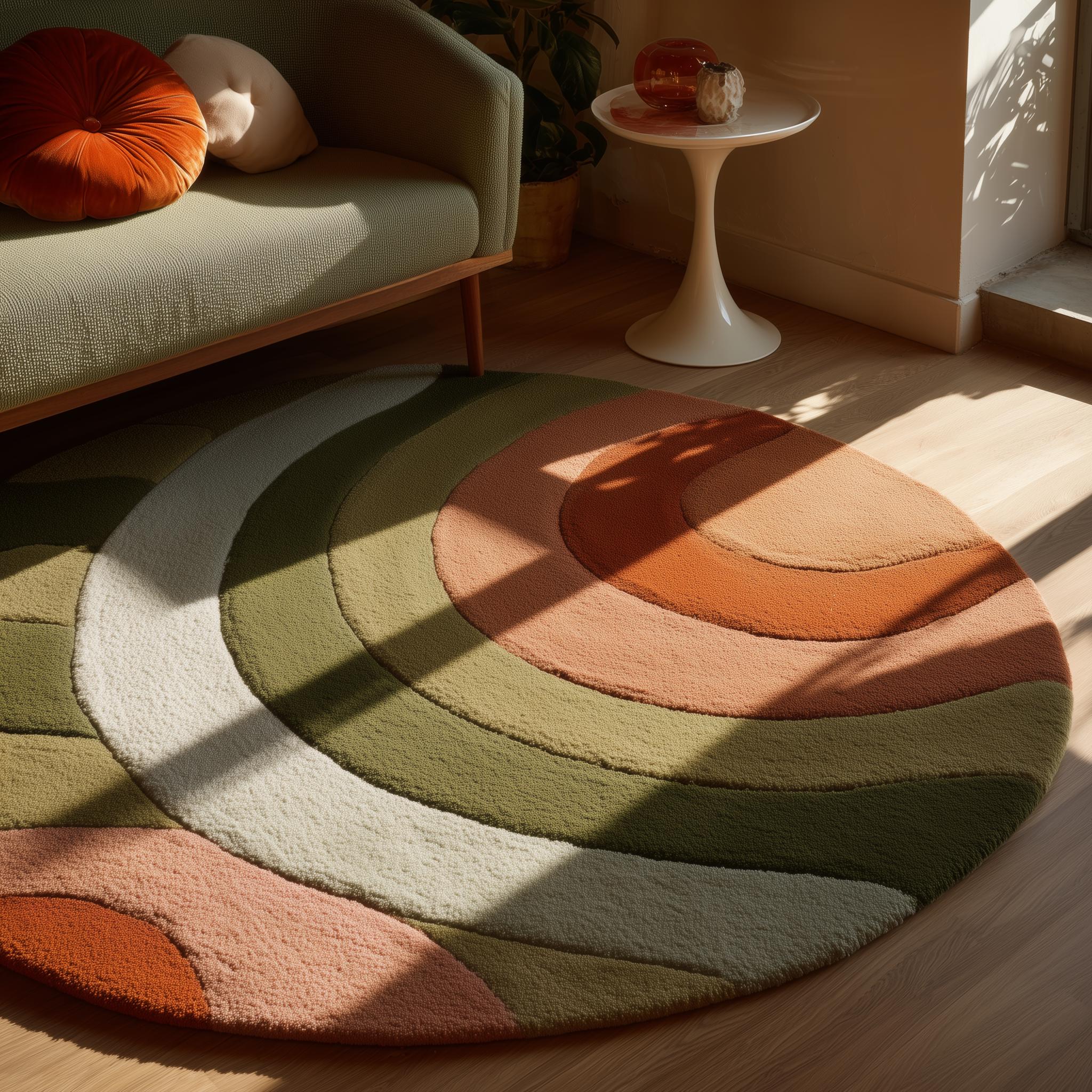 Handmade Wool Blend Rug: Bohemian Vintage Style 6x6 ft Round