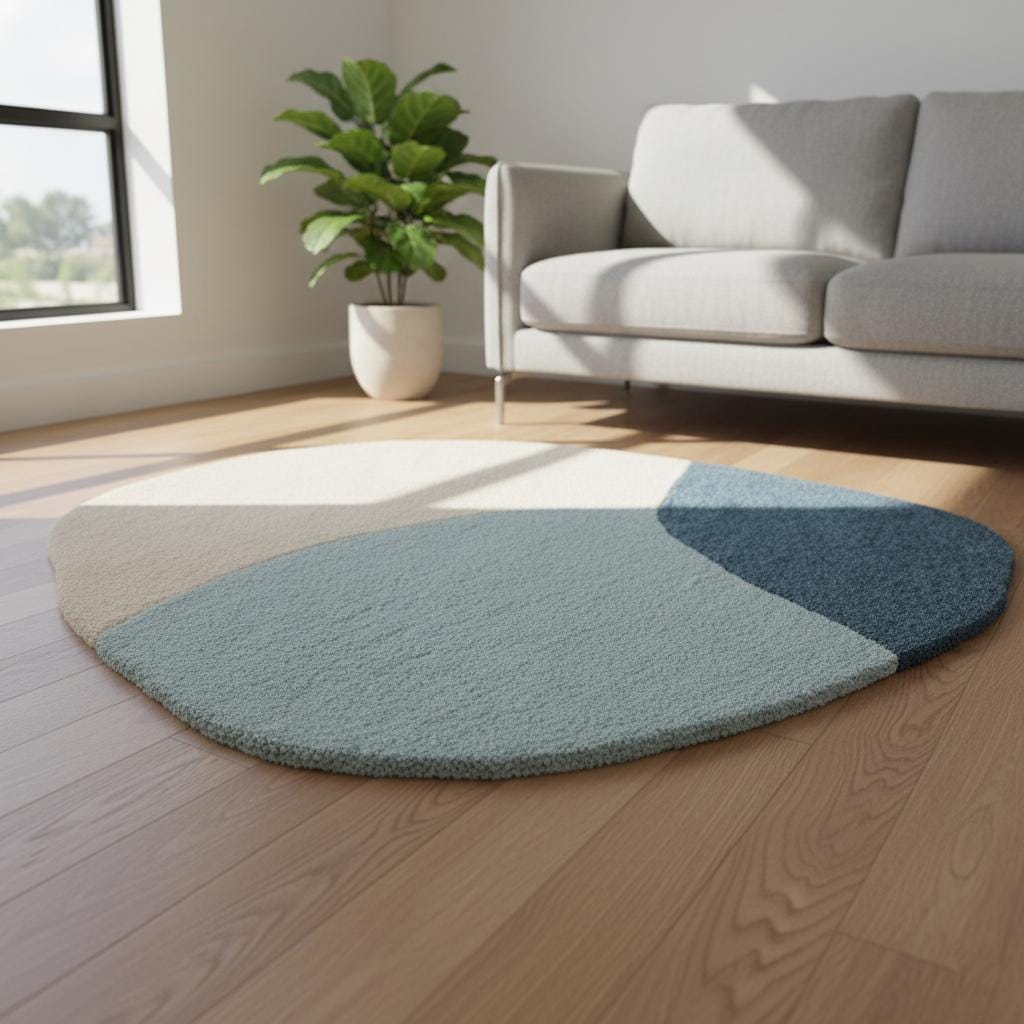 Handmade Tufted Beige Rug: Modern Boho Living Room Carpet