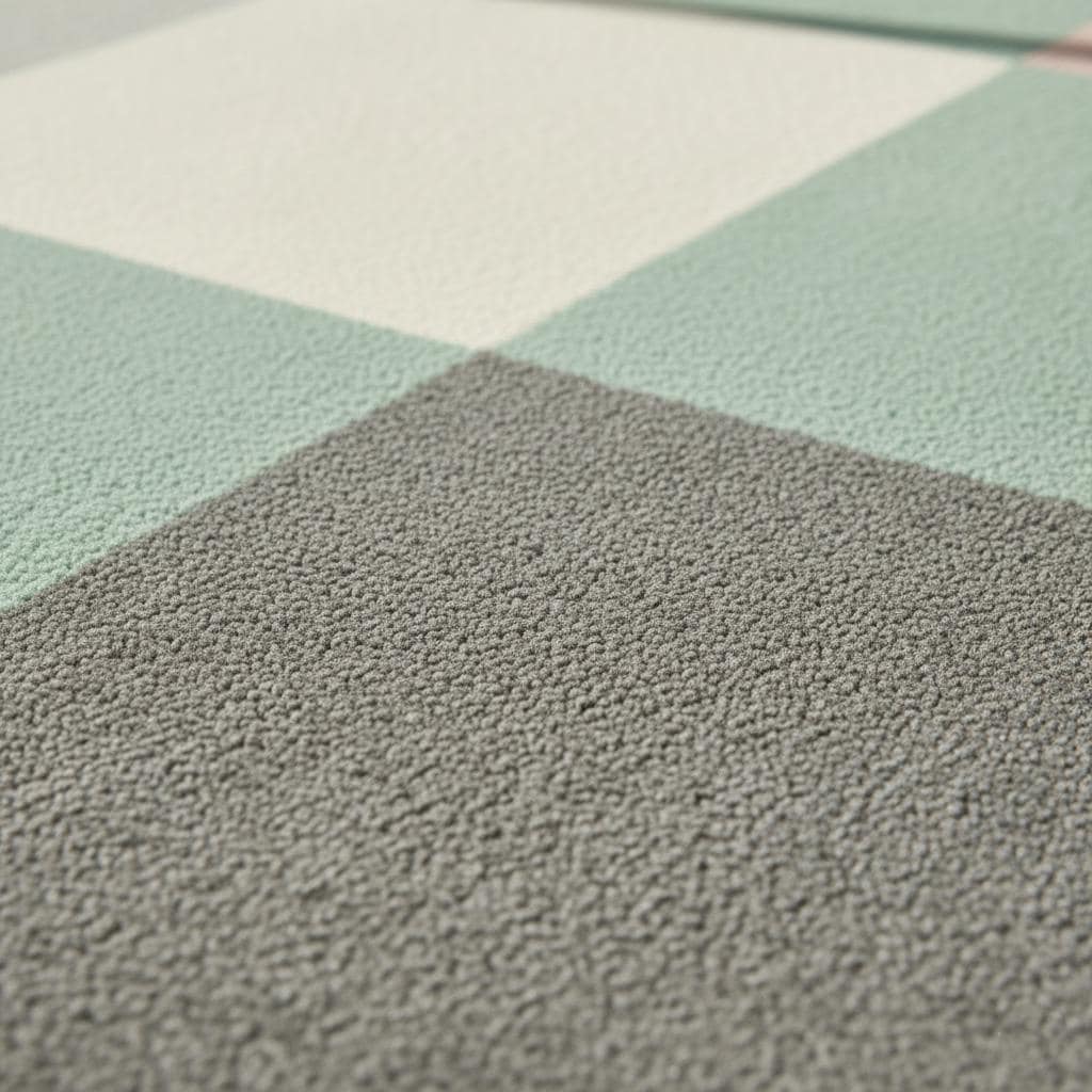 Handmade Wool Area Rug | Pastel Checkered Geometric, Scandinavian Decor