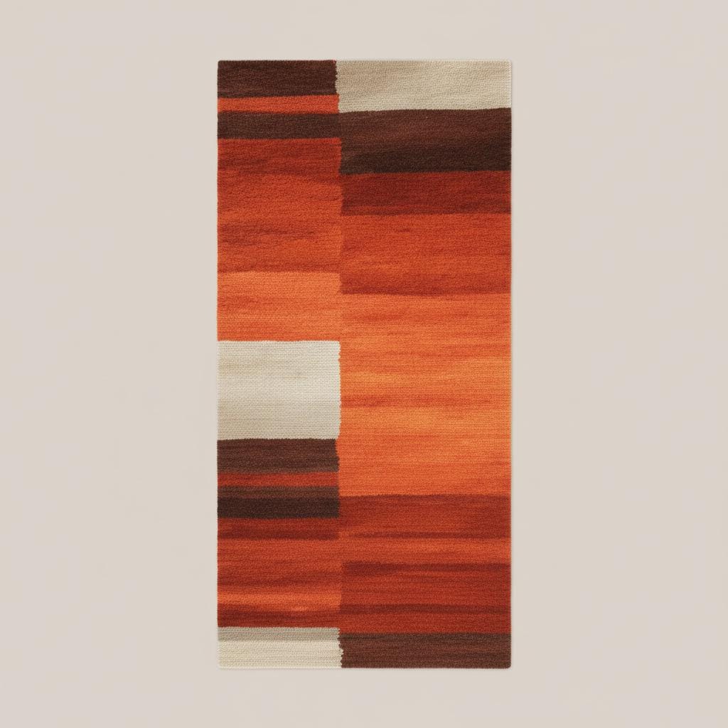 Handwoven Wool Area Rug – Modern Geometric Earth Tone Carpet