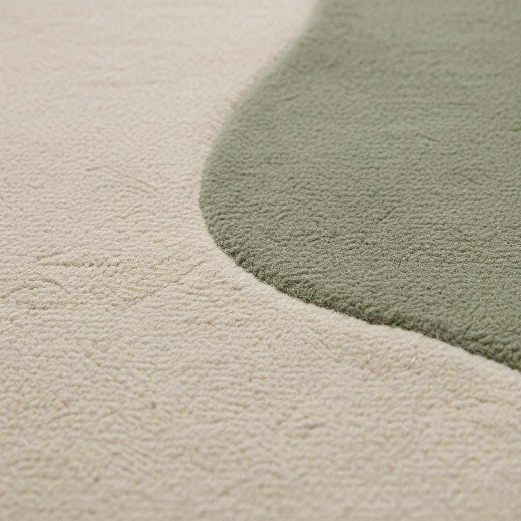 Modern Abstract Rug | Green & Beige Wavy Carpet