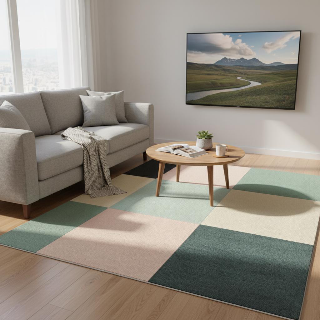 Handmade Wool Area Rug: Boho Oriental Style, Neutral Carpet, Custom Size