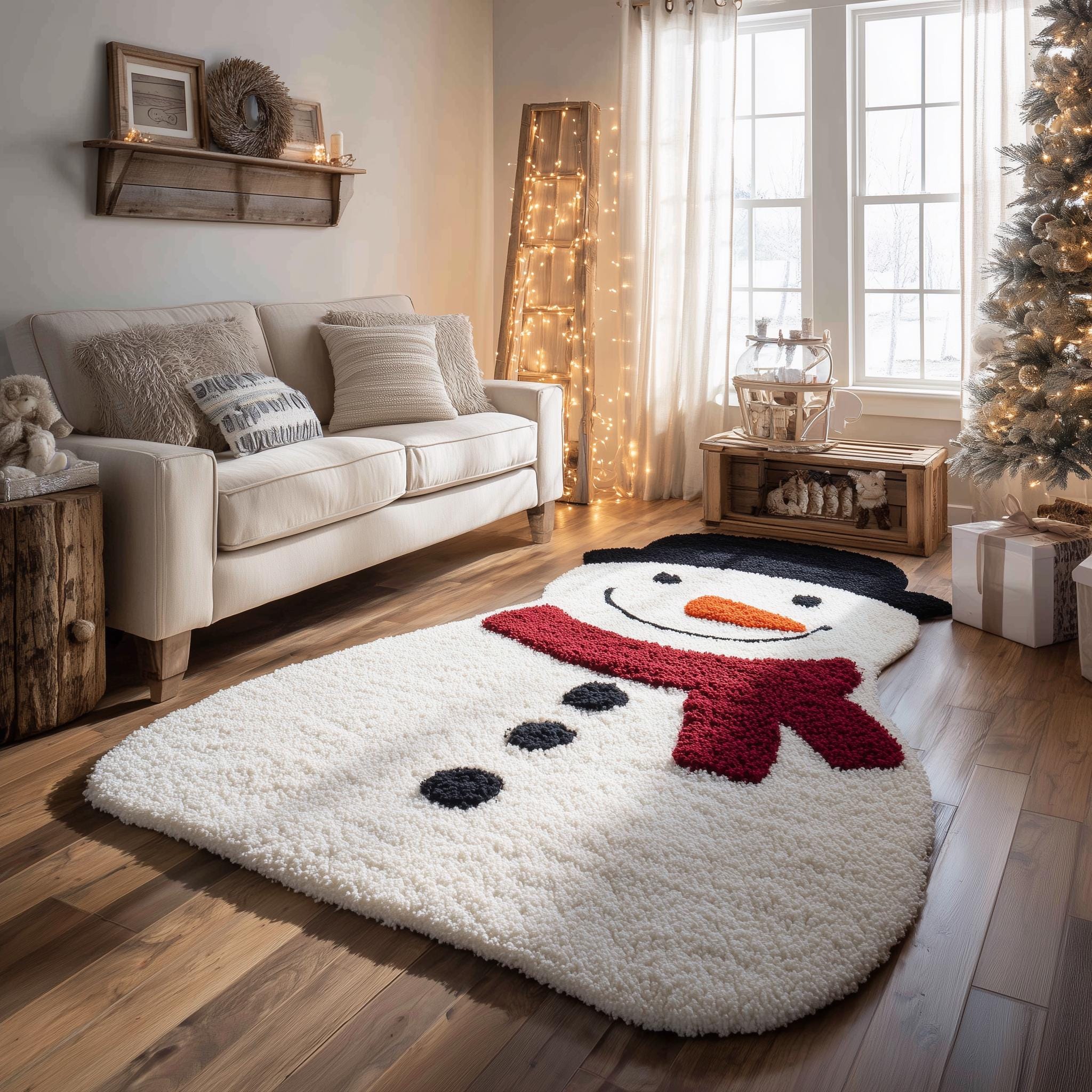 Tufted Snowman Rug | Christmas Holiday Decor, Kids Room