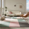 Handmade Wool Area Rug | Pastel Checkered Geometric, Scandinavian Decor