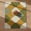 Handcrafted Wool Tufted Rug | Modern Olive Green Checkered Carpet