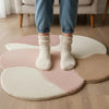 Handmade Abstract Tufted Rug, Pink Boho Pastel Living Room Decor Size-5x5 Feet