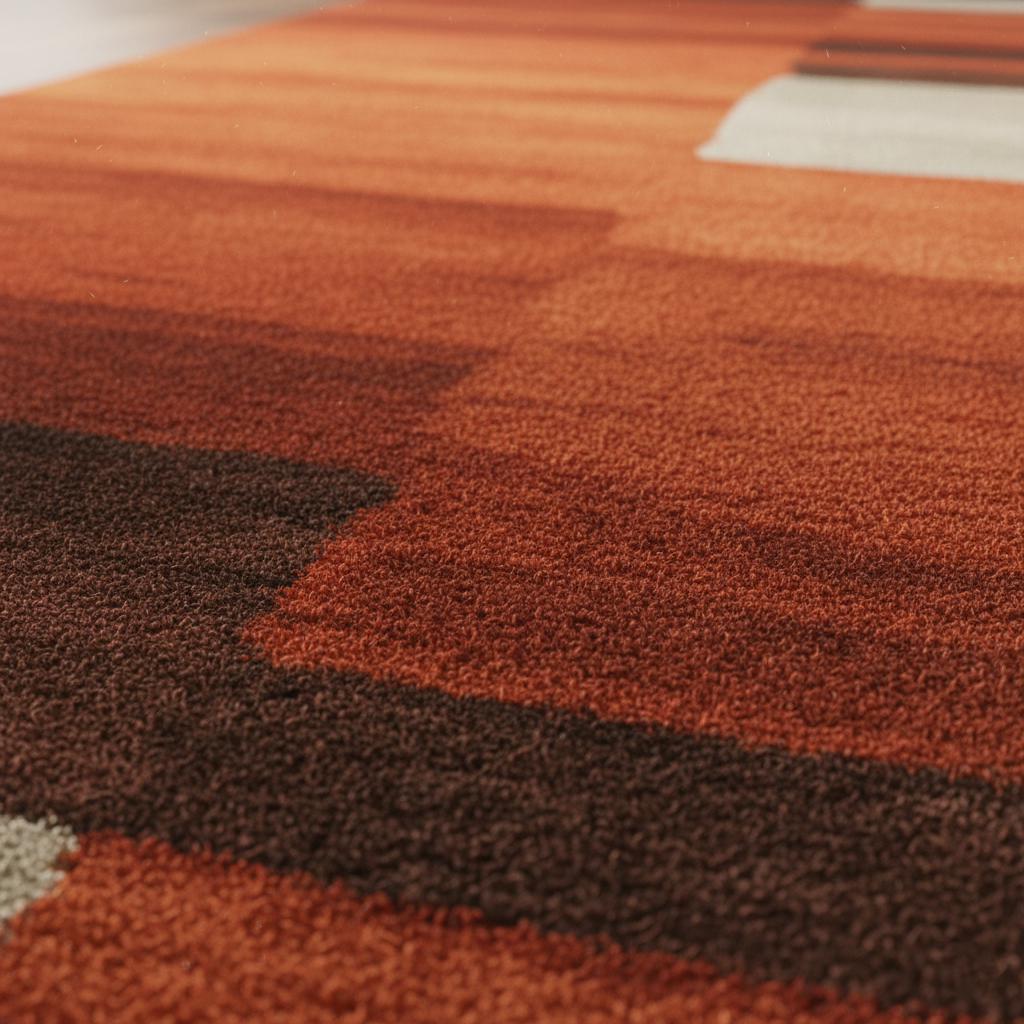 Handwoven Wool Area Rug – Modern Geometric Earth Tone Carpet