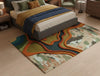 Abstract Topographic Area Rug – Modern 3D Effect, Earthy Tones