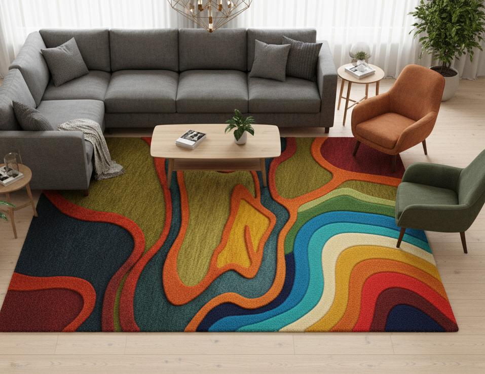 Handmade Wool Area Rug | Modern Boho Textured Carpet