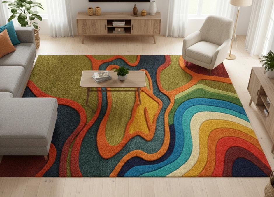 Handmade Wool Area Rug | Modern Boho Textured Carpet