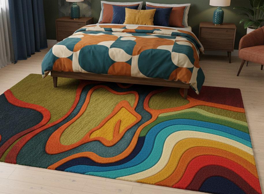 Handmade Wool Area Rug | Modern Boho Textured Carpet