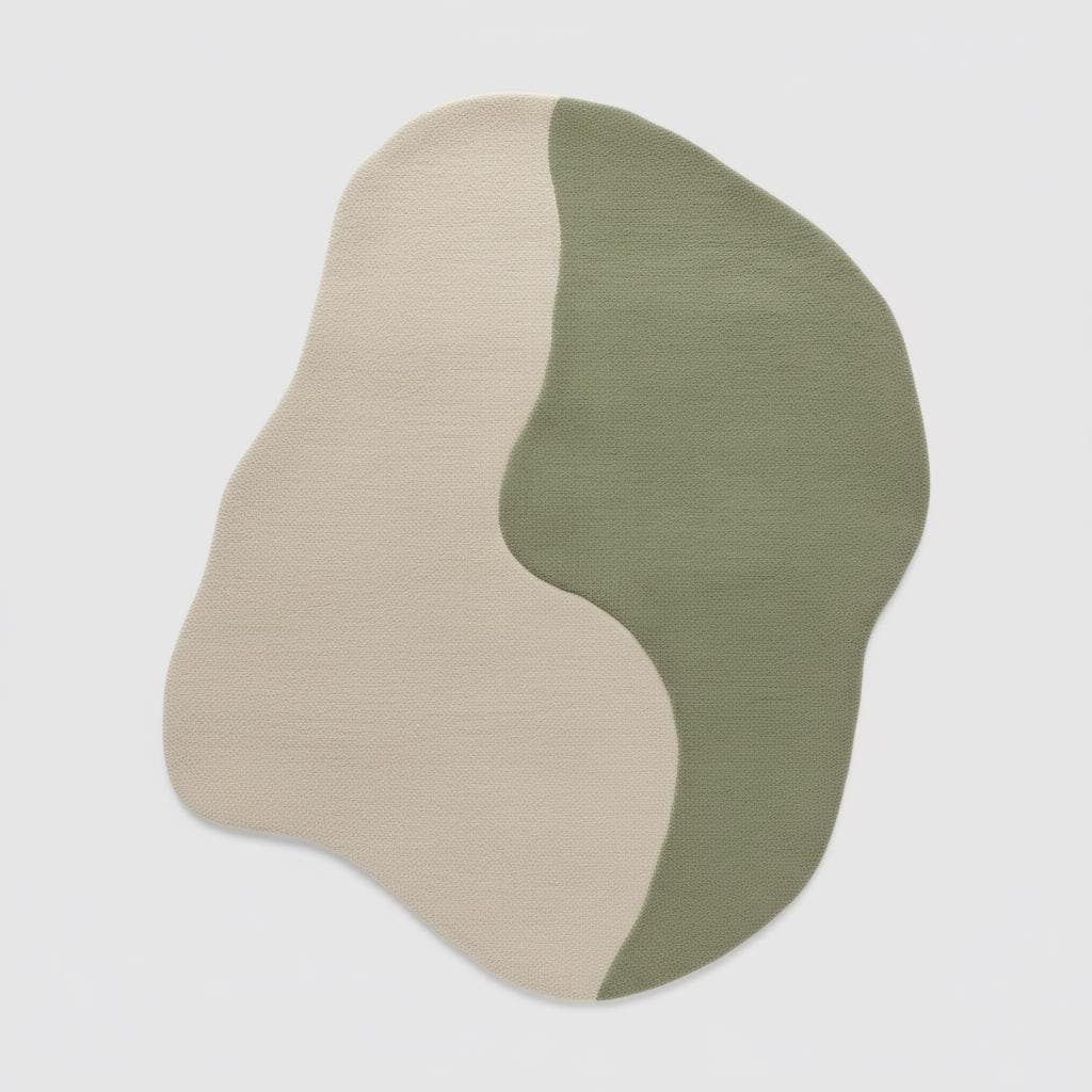 Modern Abstract Rug | Green & Beige Wavy Carpet