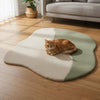 Modern Abstract Rug | Green & Beige Wavy Carpet