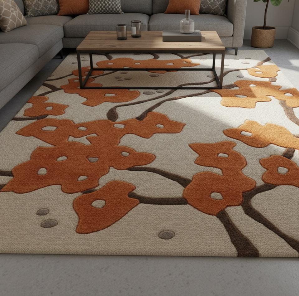 Retro Wavy Tufted Rug: 3D Groovy Pattern, Custom Size Handmade Carpet