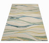Modern Abstract Area Rug, Green Blue Wave Design, 3D Carved