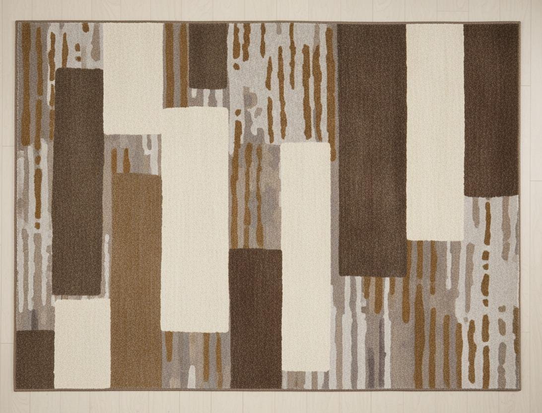 Modern Geometric Brown Beige Area Rug, Contemporary Home Decor