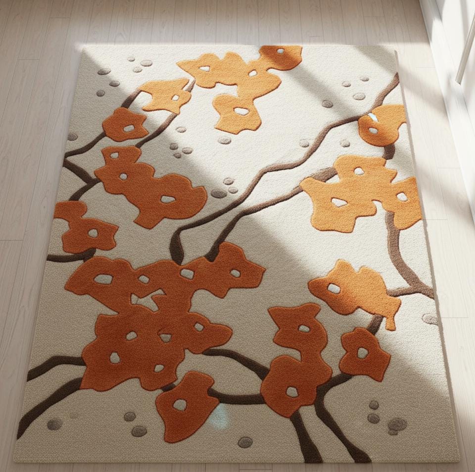 Retro Wavy Tufted Rug: 3D Groovy Pattern, Custom Size Handmade Carpet