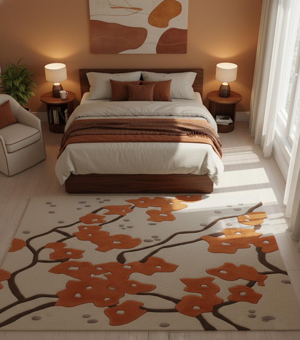 Retro Wavy Tufted Rug: 3D Groovy Pattern, Custom Size Handmade Carpet