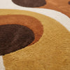 Retro 70s Round Shag Rug, Groovy Swirl, Orange Brown, Handmade