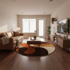 Retro 70s Round Shag Rug, Groovy Swirl, Orange Brown, Handmade